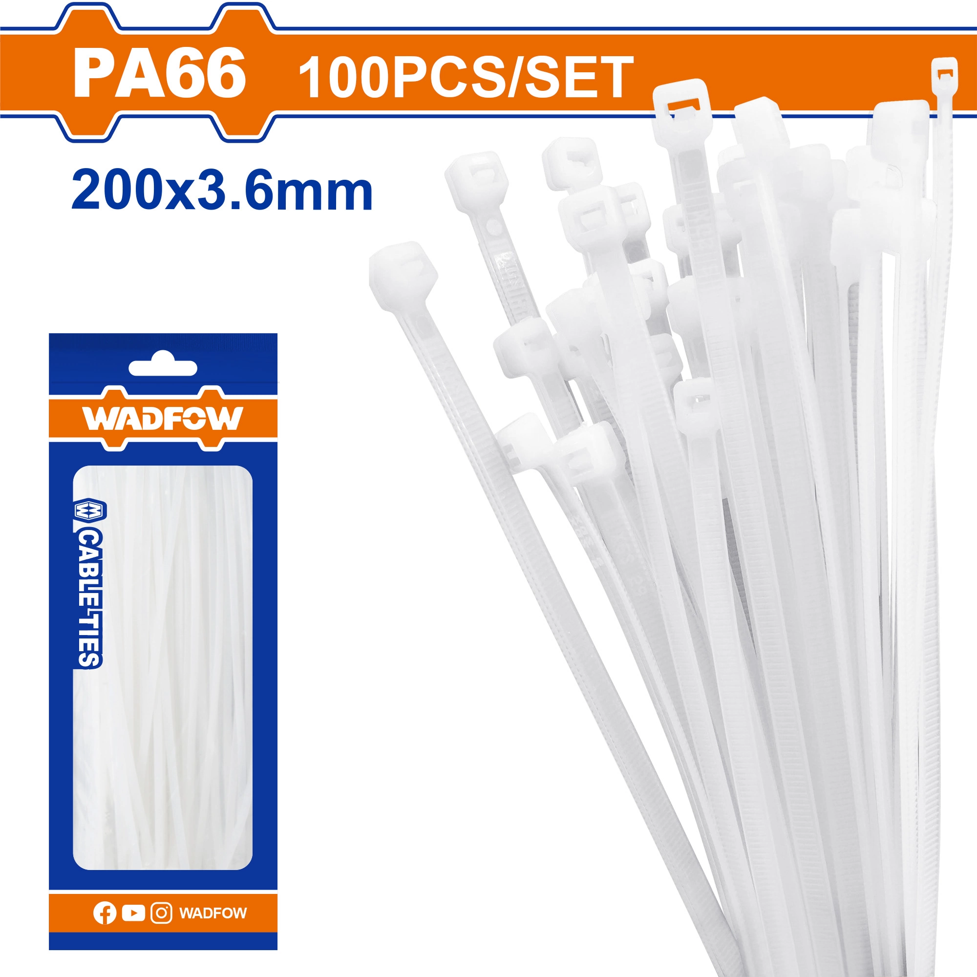 BOLSA 100 PRECINTOS 200 MM BLANCOS